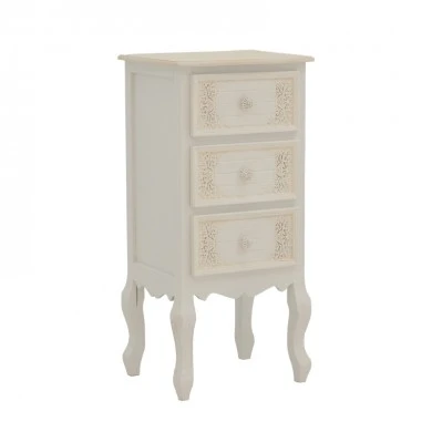 Pazlen Inart bedside table antique white color mdf 40x34.5x82cm