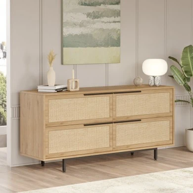 Baron console with storage space pakoworld in natural shade 160x44.5x74.3cm