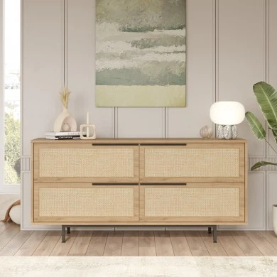 Baron console with storage space pakoworld in natural shade 160x44.5x74.3cm