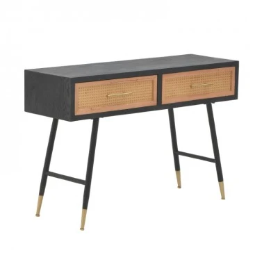 Console Hasmia Inart natural-black wood-metal 110x35x76cm