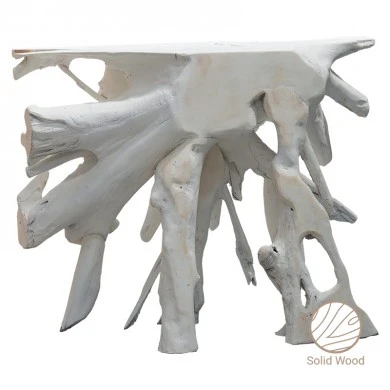 Console Lyle pakoworld handmade solid wood white 100x38x80cm