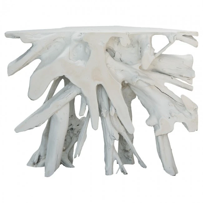 Console Lyle pakoworld handmade solid wood white 100x38x80cm