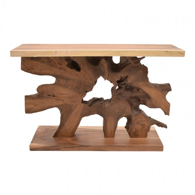 Console table Nasiol Inart teak wood in natural color 120x40x75cm