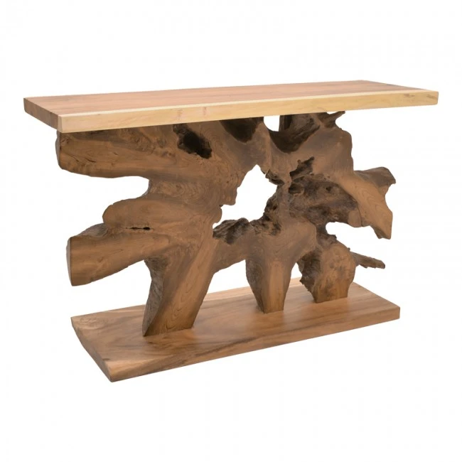 Console table Nasiol Inart teak wood in natural color 120x40x75cm