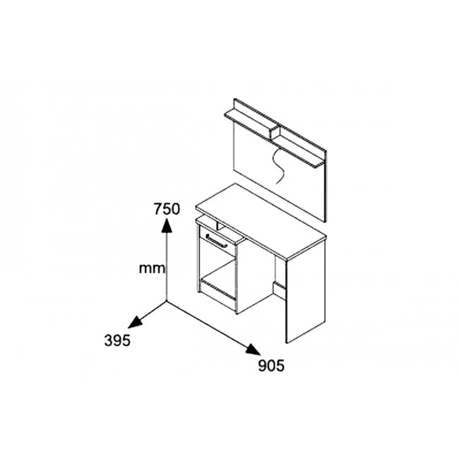 Dressing table with mirror Olympus pakoworld in castillo-toro colour