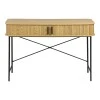 Console Scandi pakoworld MDF/Metal in natural color with black metal legs 120x60x76.5cm