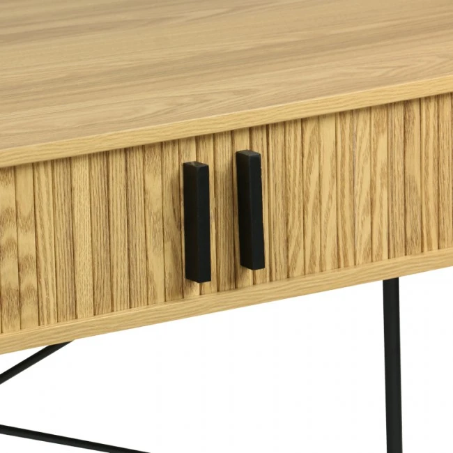 Console Scandi pakoworld MDF/Metal in natural color with black metal legs 120x60x76.5cm