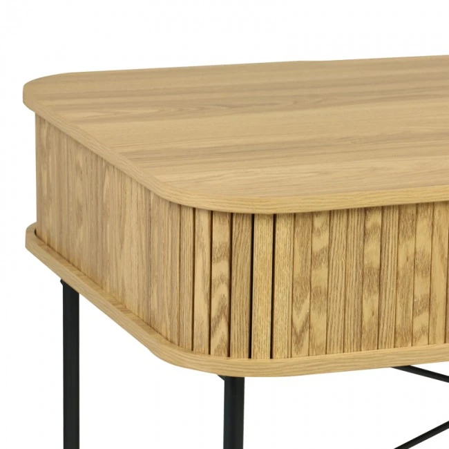 Console Scandi pakoworld MDF/Metal in natural color with black metal legs 120x60x76.5cm