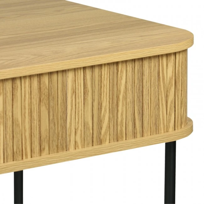 Console Scandi pakoworld MDF/Metal in natural color with black metal legs 120x60x76.5cm