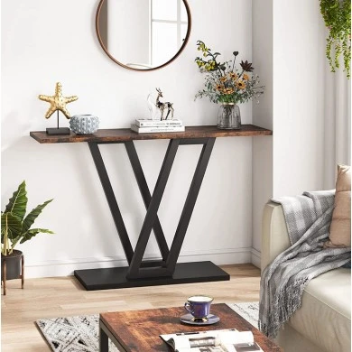 Console Wirmo pakoworld walnut meamine-black metal leg 110x30x80cm