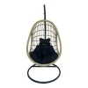 Cungo pakoworld swing nest with black metal base - beige pe rattan with black cushions 125x105x195cm