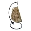Varur pakoworld swing nest with brown metal base - pe rattan in beige color 120x105x195cm
