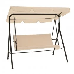 Globo pakoworld garden swing metal black-fabric beige 170x110x153cm
