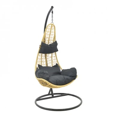 Garden swing Soleil pakoworld hanging pp in natural color and black metal 103x83x200cm