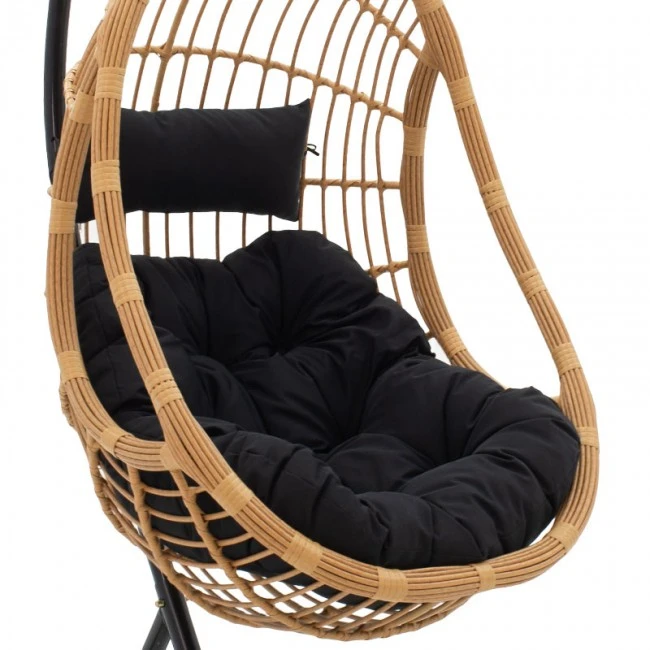Lacie pakoworld garden swing hanging pe natural-metal pillow black