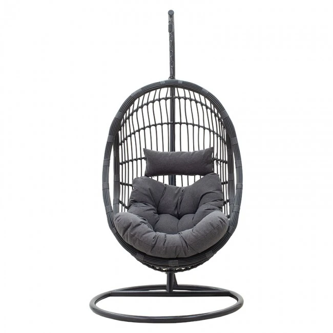 Garden swing Lacie pakoworld hanging pe metal anthracite-cushion gray