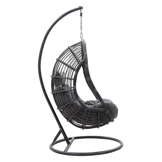 Garden swing Lacie pakoworld hanging pe metal anthracite-cushion gray