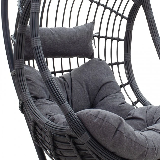 Garden swing Lacie pakoworld hanging pe metal anthracite-cushion gray