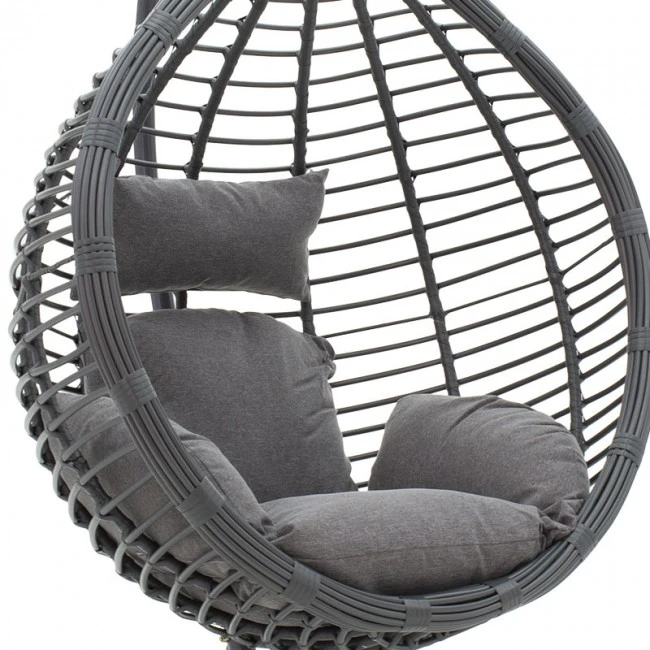 Nadim pakoworld garden swing hanging metal-pe-cushion gray