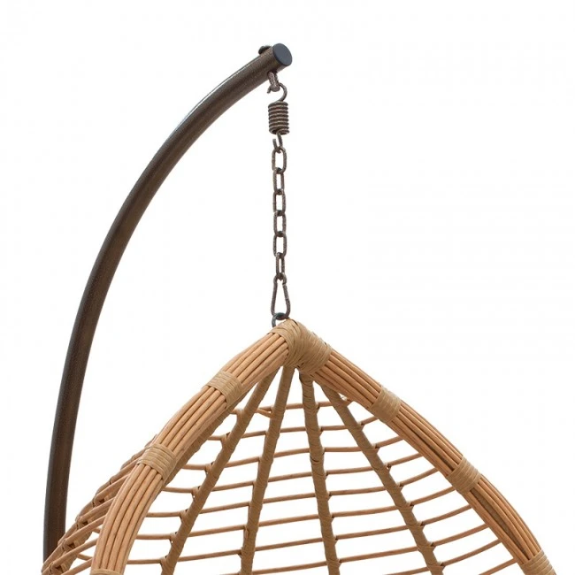Nadim pakoworld garden swing hanging metal brown-pe natural-cushion beige