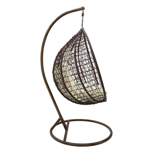 Zafer pakoworld garden swing hanging metal-pp brown-cushion beige 106x103x200cm