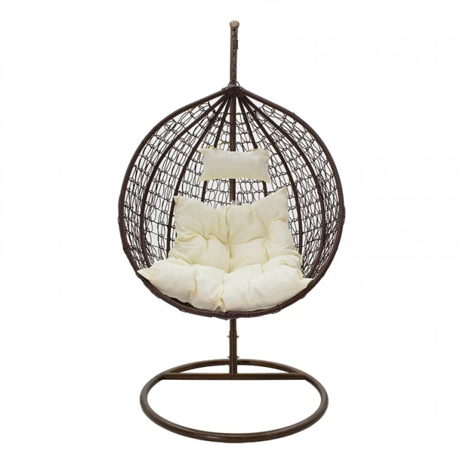 Zafer pakoworld garden swing hanging metal-pp brown-cushion beige 106x103x200cm