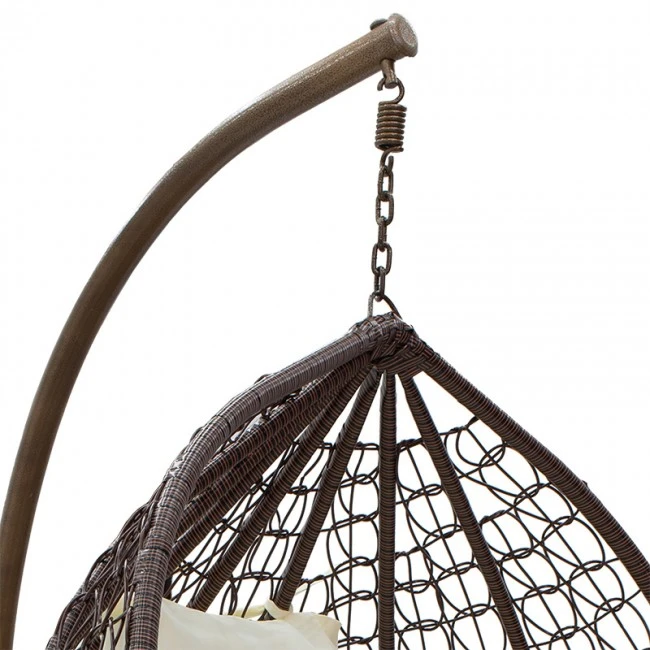 Zafer pakoworld garden swing hanging metal-pp brown-cushion beige 106x103x200cm
