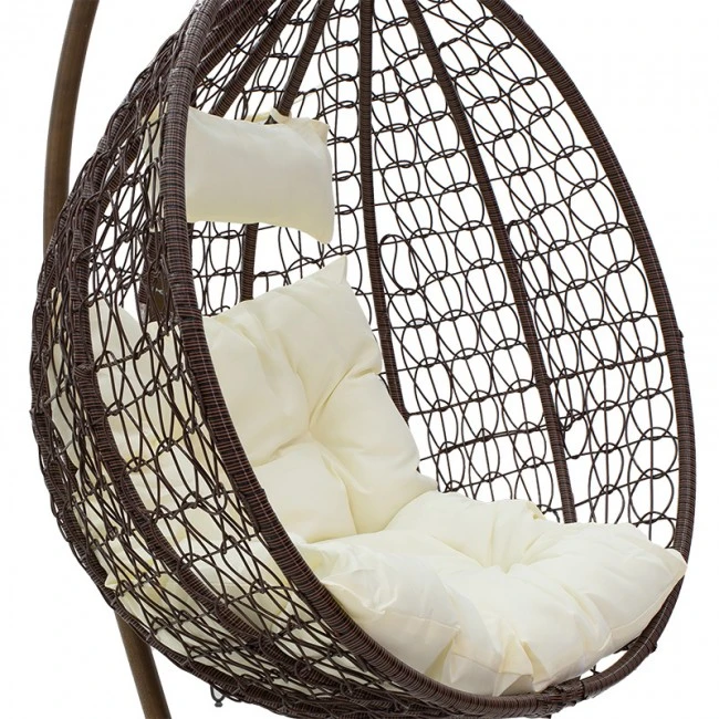 Zafer pakoworld garden swing hanging metal-pp brown-cushion beige 106x103x200cm