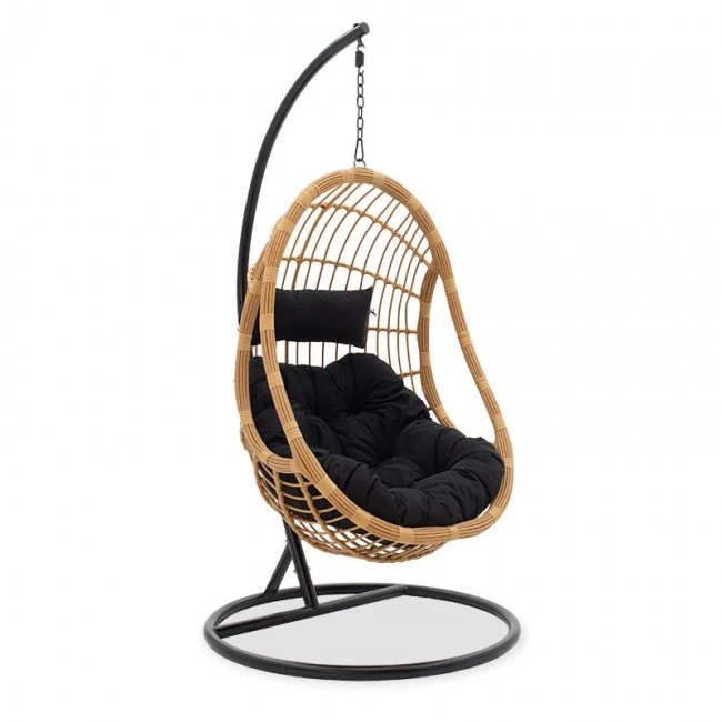 Lacie pakoworld garden swing hanging pe natural-metal pillow black