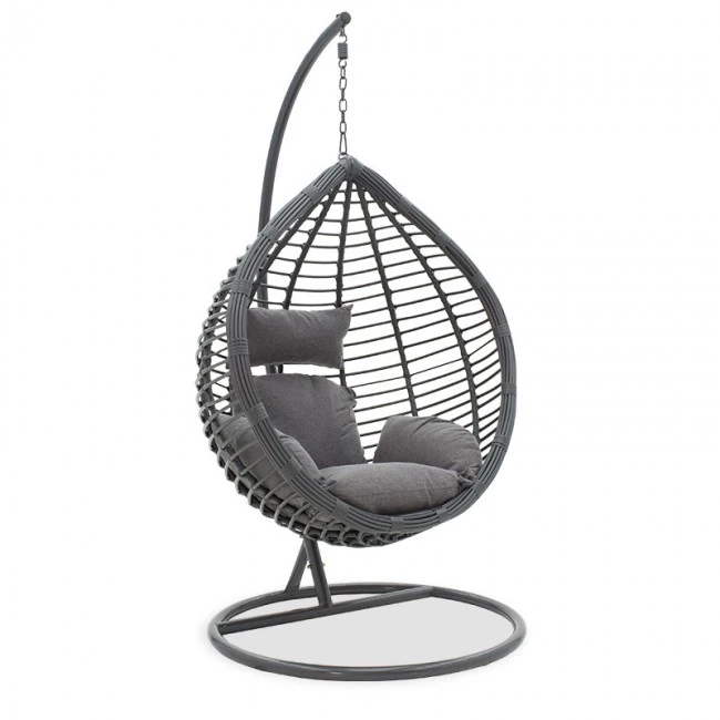 Nadim pakoworld garden swing hanging metal-pe-cushion gray