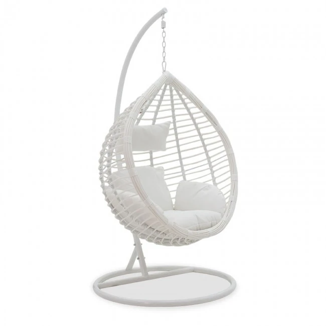 Nadim pakoworld garden swing hanging metal-pe-pillow white