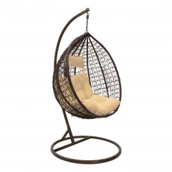 Zafer pakoworld swing hanging metal-pp brown-cushion beige 106x103x200cm