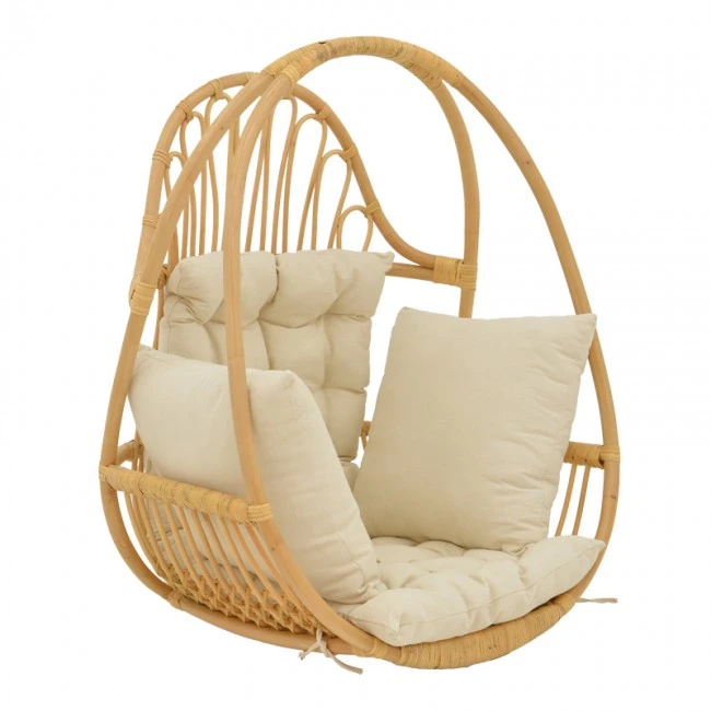Hanging swing Jorg pakoworld natural rattan-cream cushion 80x59x105cm