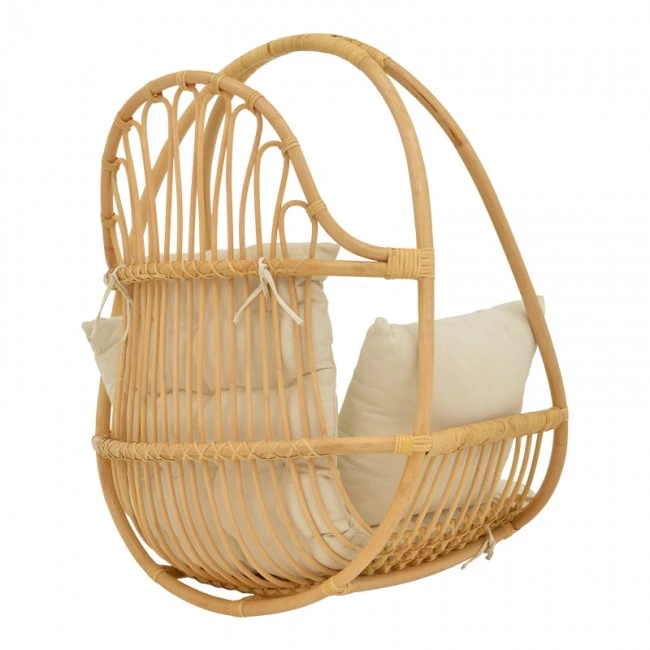 Hanging swing Jorg pakoworld natural rattan-cream cushion 80x59x105cm