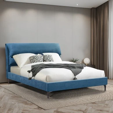 Double bed Aryna pakoworld fabric in petrol color 160x200cm