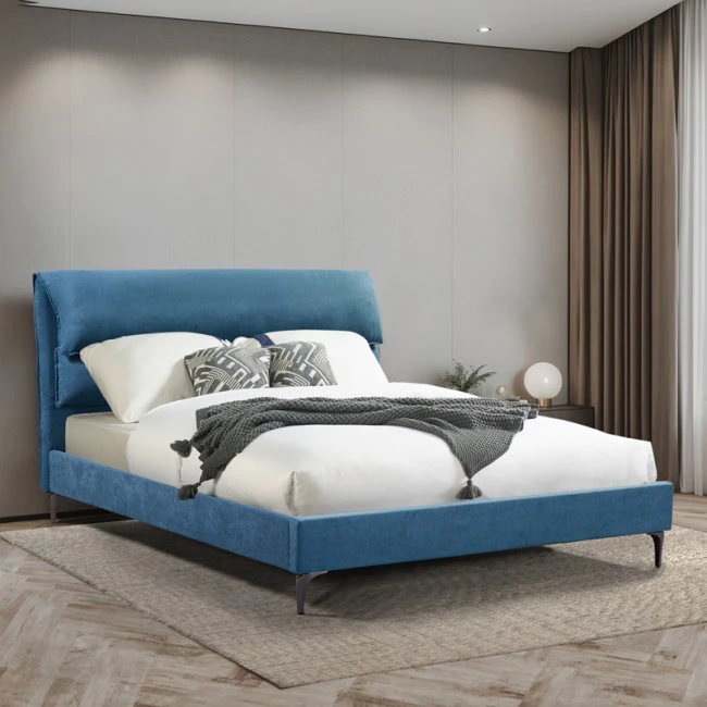 Double bed Aryna pakoworld fabric in petrol color 160x200cm