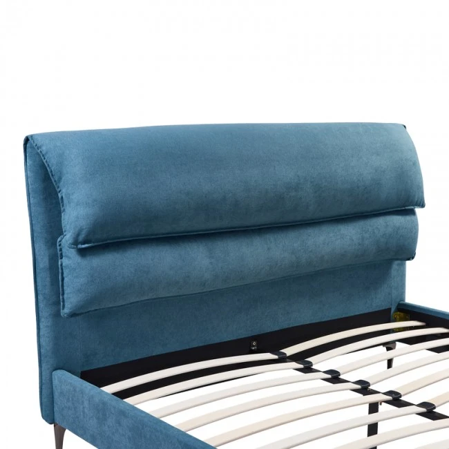 Double bed Aryna pakoworld fabric in petrol color 160x200cm