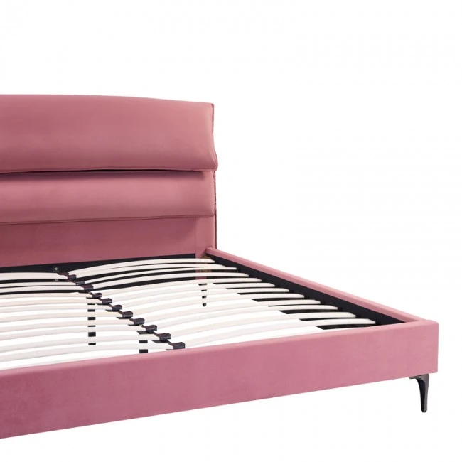 Double bed Aryna pakoworld velvet in rotten apple color 160x200cm