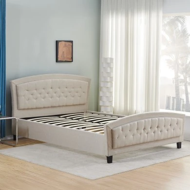 Double bed Camaro pakoworld fabric in beige color 160x200cm