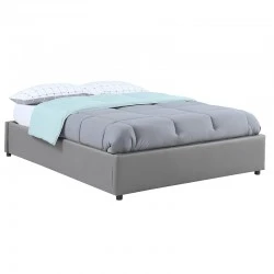 Double bed Circe pakoworld PU grey with storage 150x200cm Double bed Circe pakoworld PU grey with storage 150x200cm