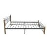 Queen size bed Clarive pakoworld walnut color wood-black metal 150x200cm