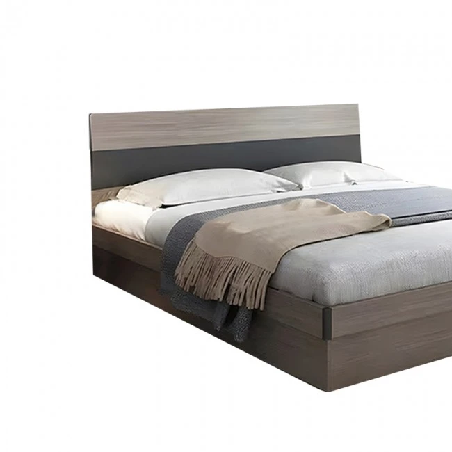 Double storage bed Daizy pakoworld light walnut-grey melamine 150x200cm