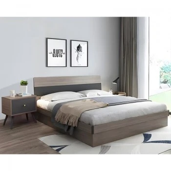 Single storage bed Daizy pakoworld light walnut-grey 120x200cm
