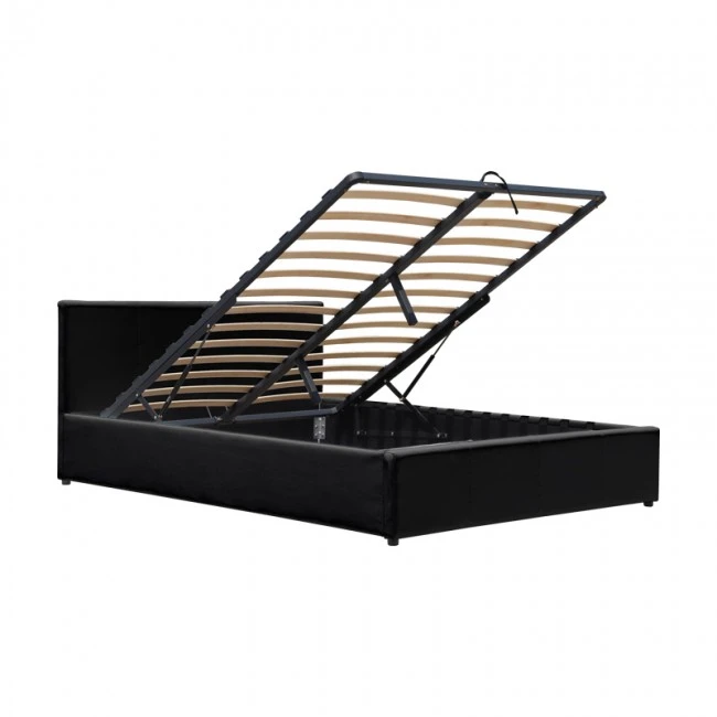 Dellia pakoworld bed with storage space pu black 120x200cm