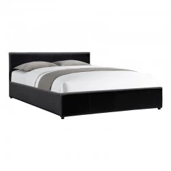 Dellia pakoworld bed with storage space pu black 150x200cm
