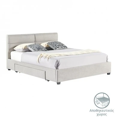 Anay pakoworld double bed with drawer fabric beige 160x200cm