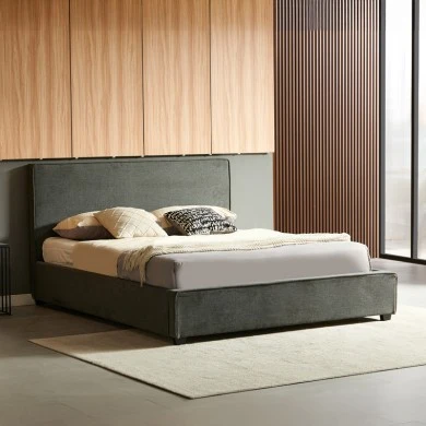Double bed Bedkapakoworld dark grey fabric with storage space 160x200cm