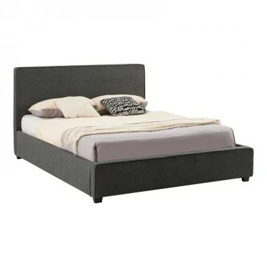 Double bed Bedkapakoworld dark grey fabric with storage space 160x200cm