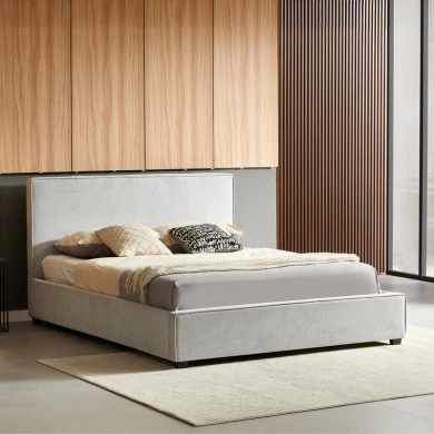 Double bed Bedkapakoworld grey fabric with storage space 160x200cm