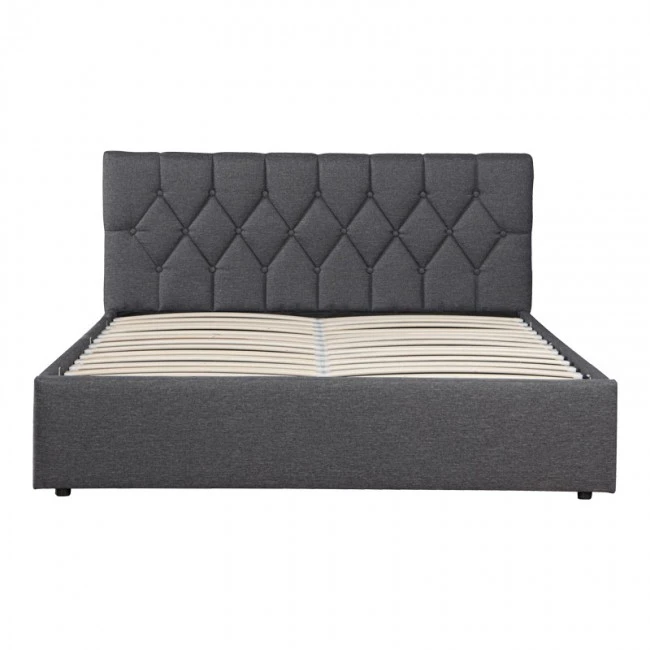 Kamaho pakoworld double bed, fabric, anthracite, with storage space, 160x200cm